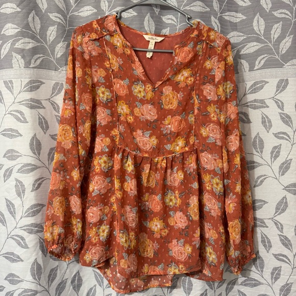 Matilda Jane Tops - Matilda Jane Floral Rust Blouse